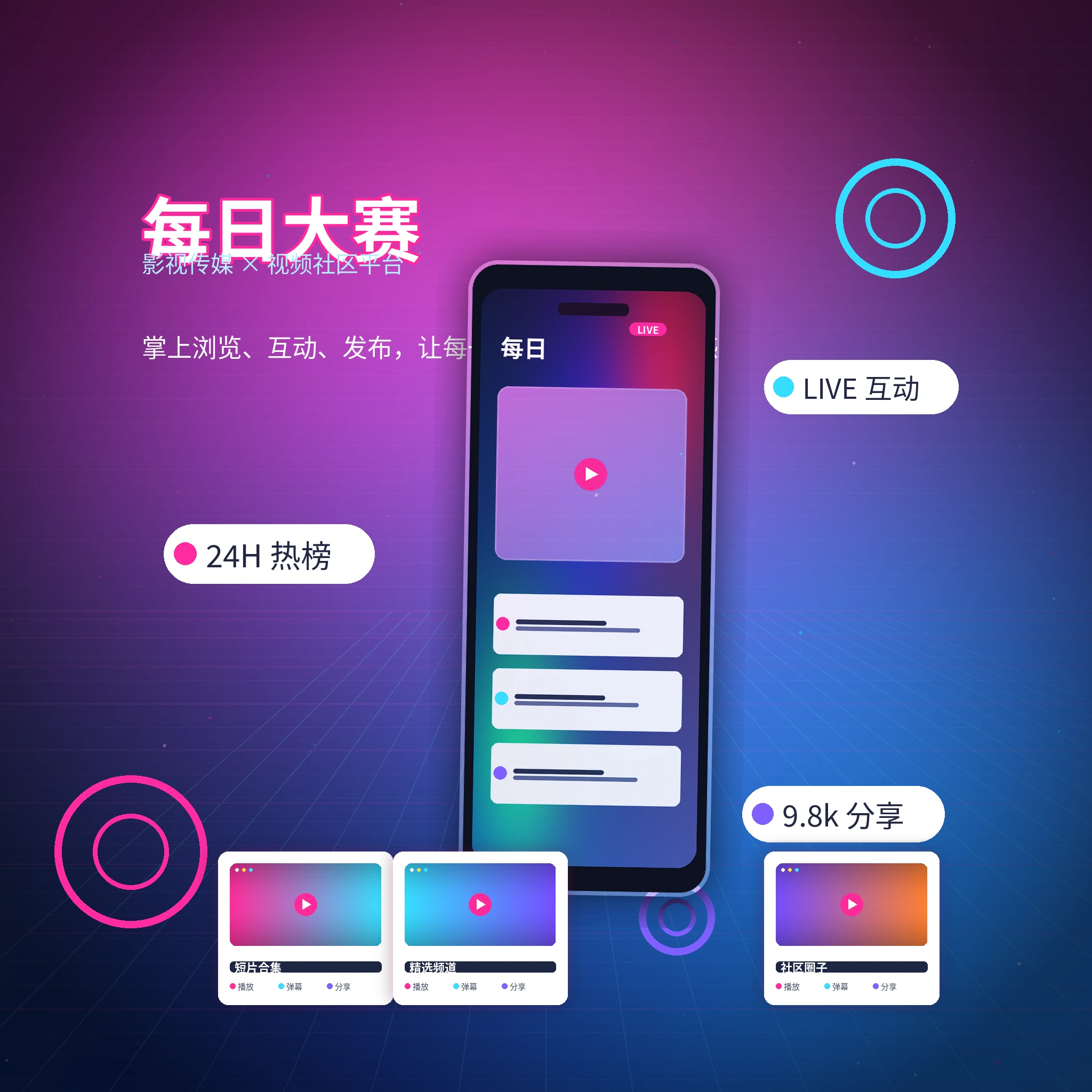 每日大赛APP内容浏览与服务界面